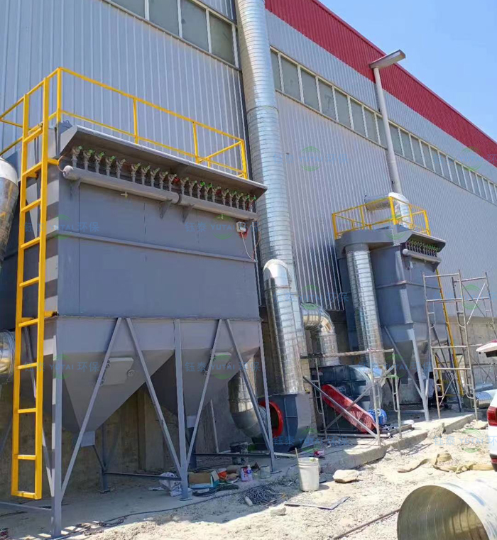 河南信陽攪拌站粉塵（chén）治理布袋除塵器安裝驗收